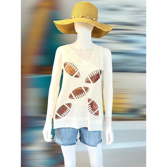 Super cute sequin football tank S M L XL - Picture 3 of 4